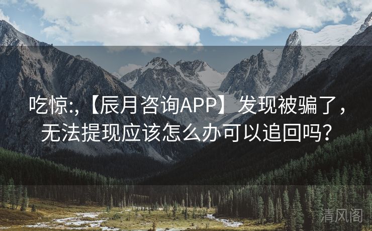 吃惊：,【辰月咨询APP】发现被骗，无法提现应该怎么办可以追回吗？  第1张